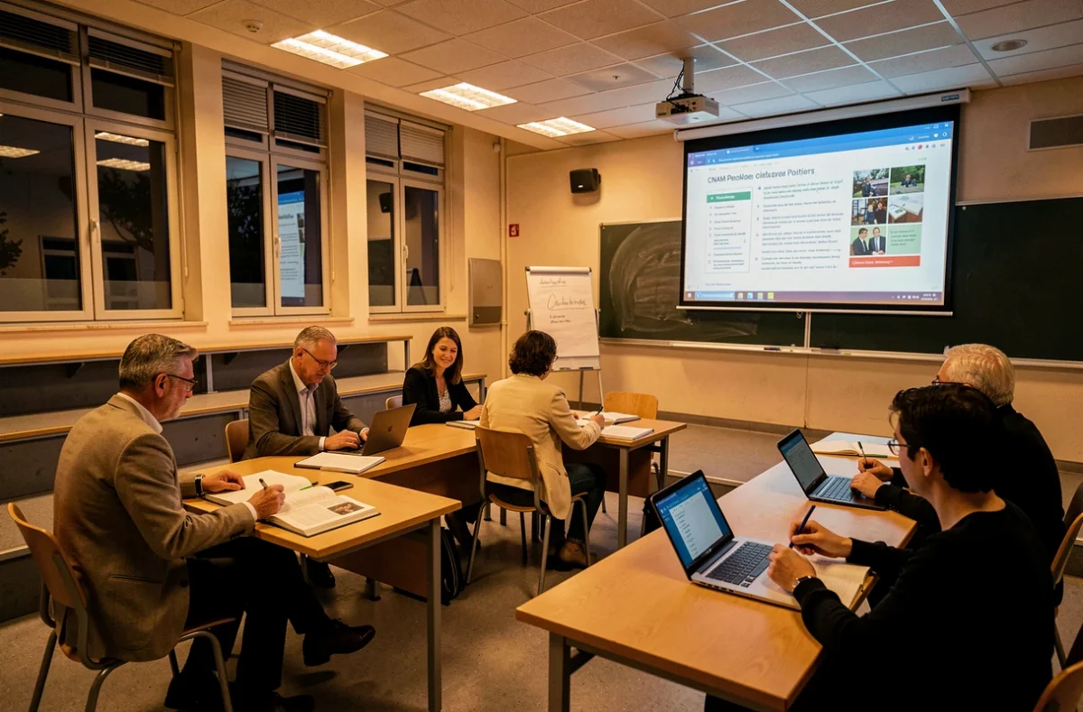 Cours du soir au CNAM Poitiers avec des professionnels adultes suivant une formation diplômante en université