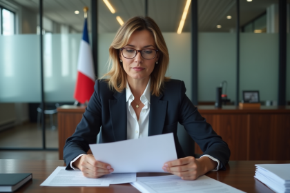 Femme d affaires française en réunion dans un bureau moderne