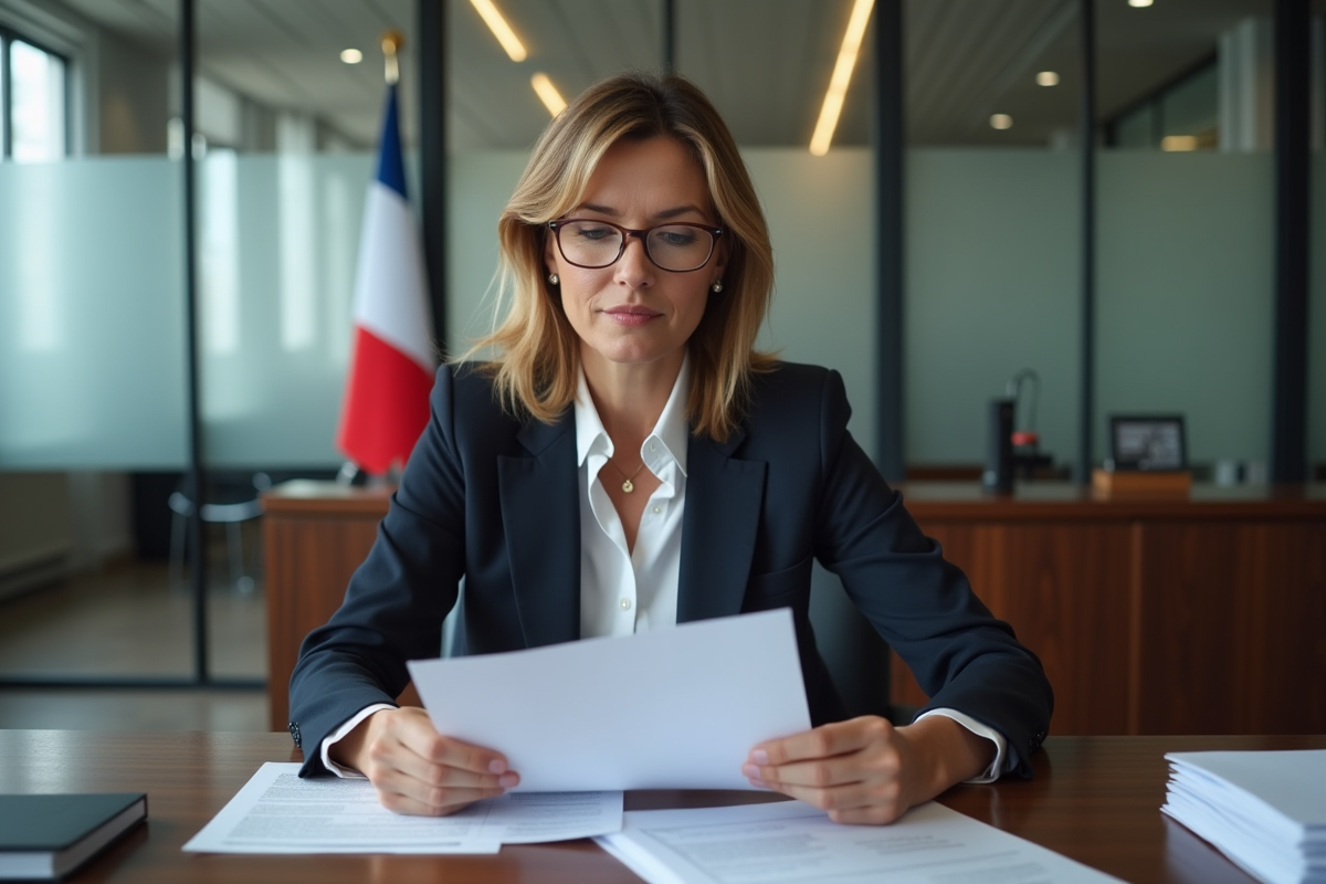Femme d affaires française en réunion dans un bureau moderne
