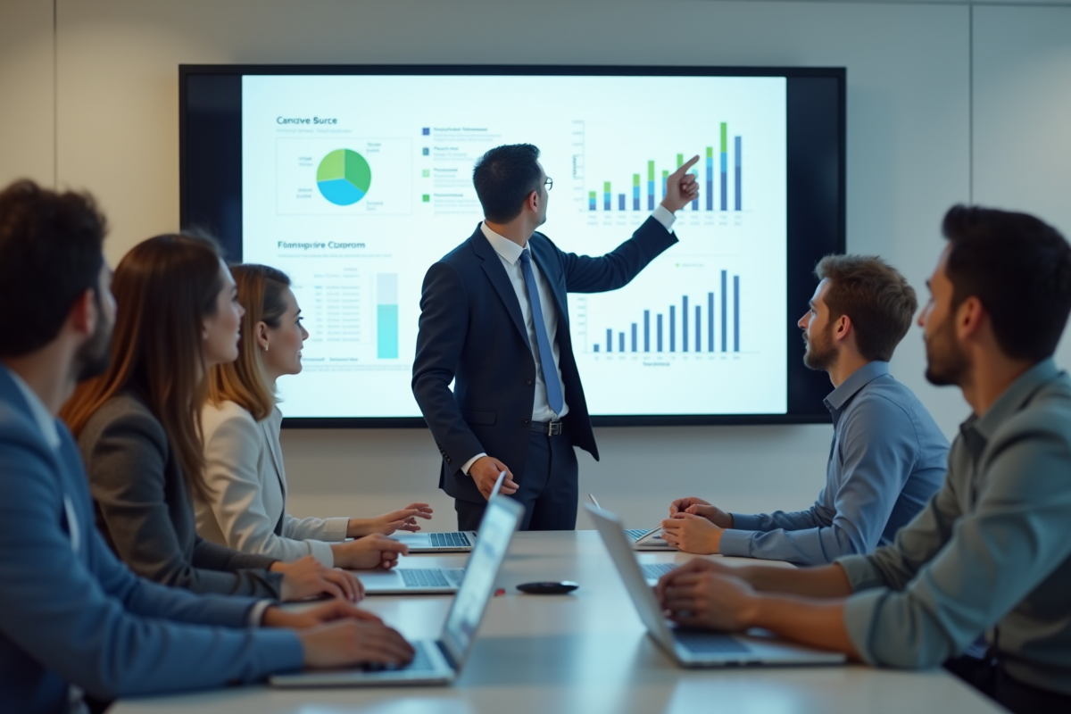 Groupe diversifié participant à une formation financière