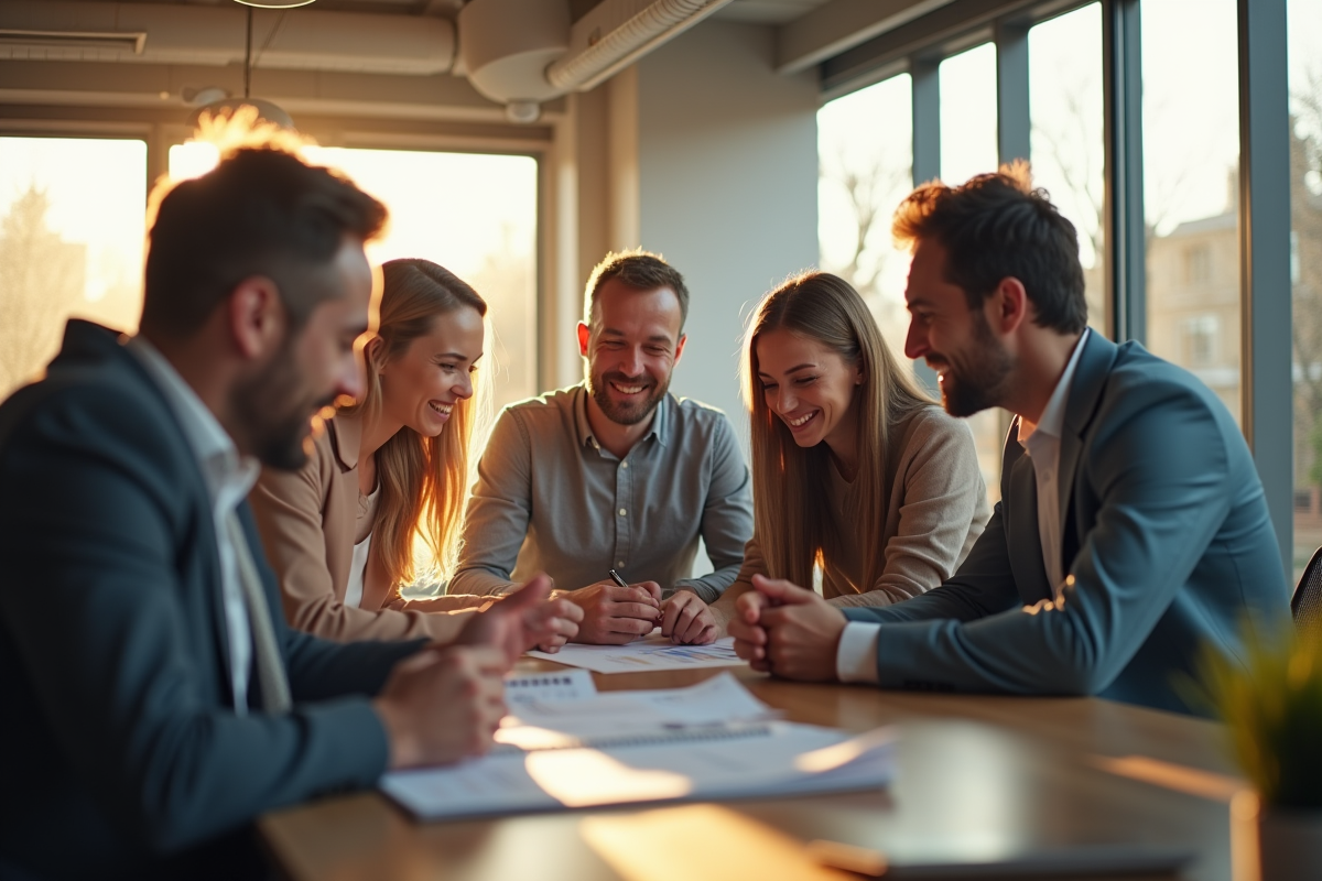 Groupe diversifié collaborant dans un espace moderne
