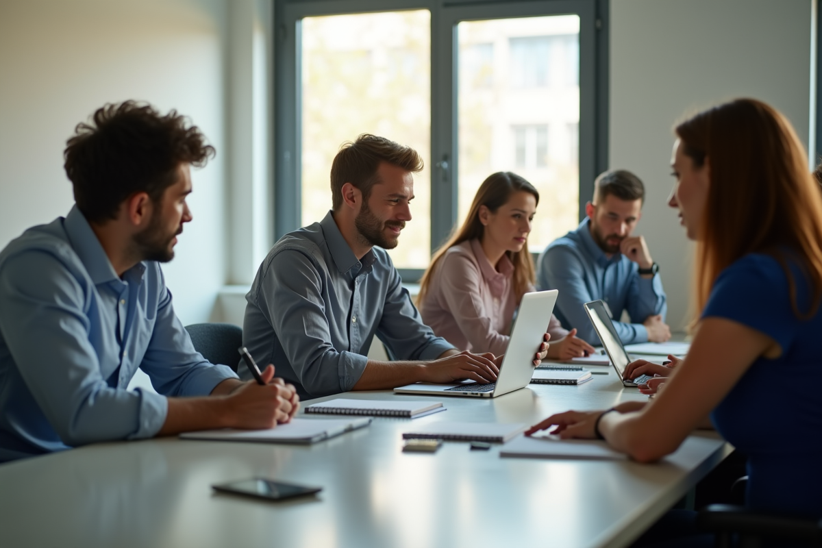 Groupe diversifié participant à une formation en journée