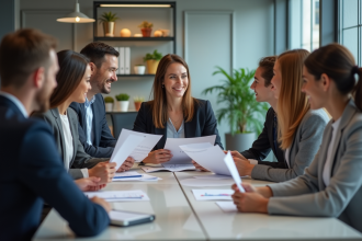 Groupe de professionnels en réunion d'affaires