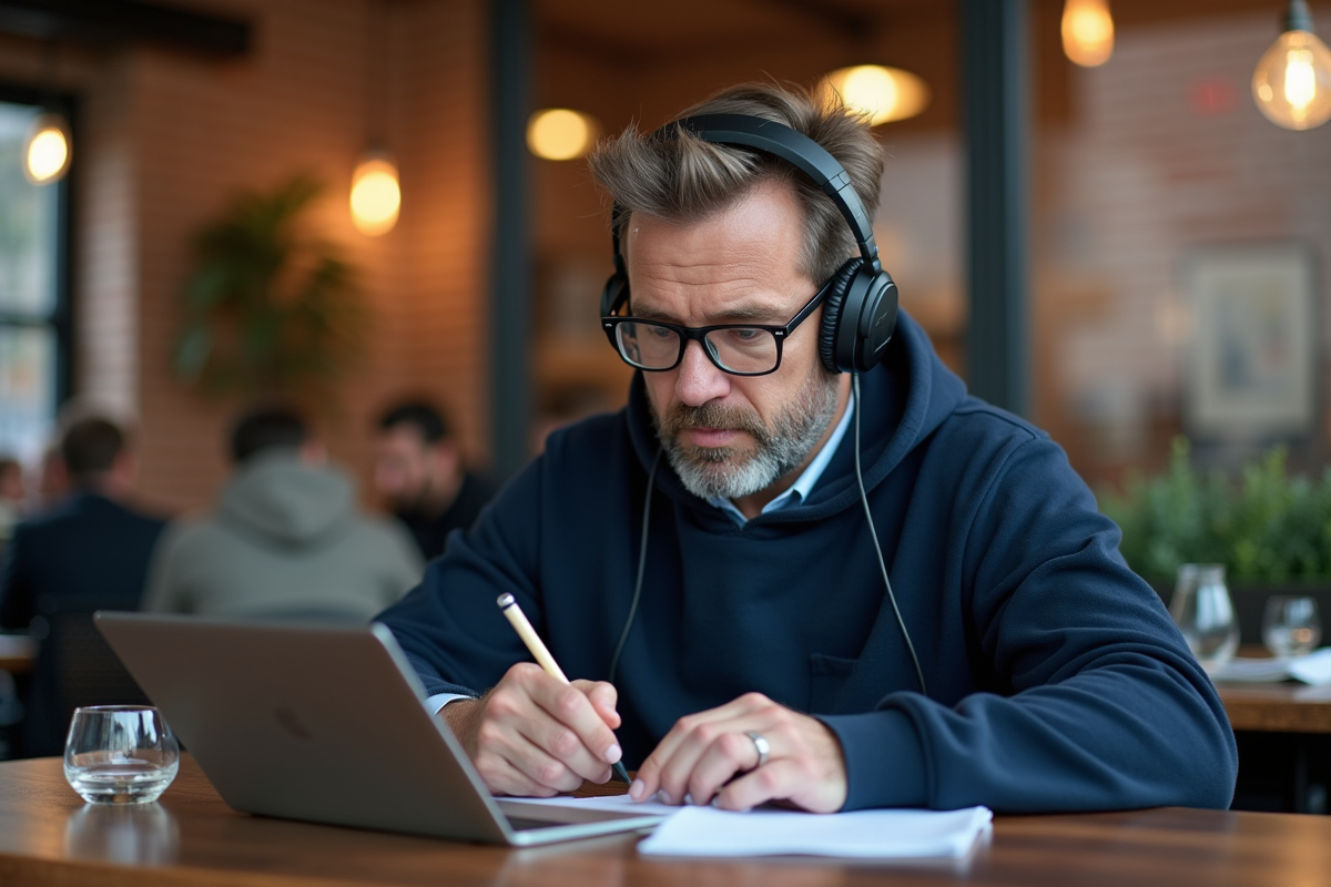 Homme en café en train d