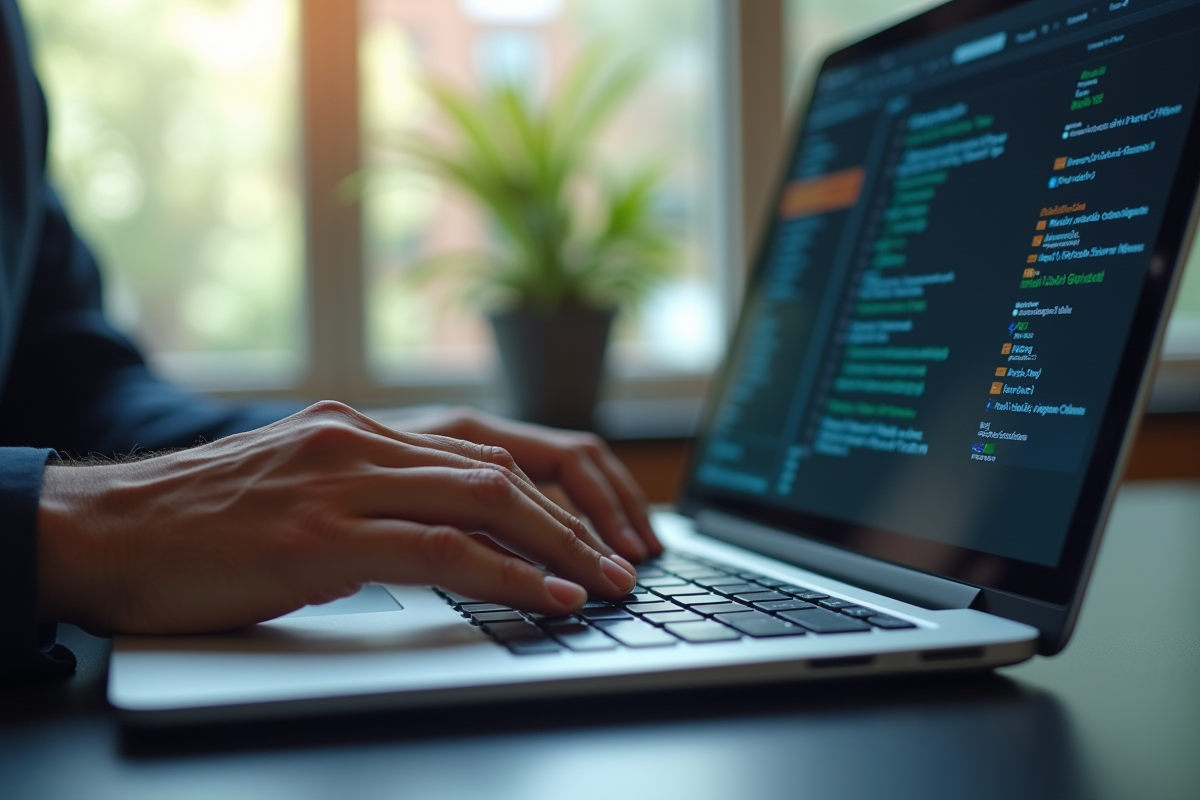 Mains tapant sur un clavier d