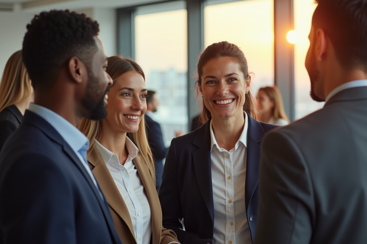Groupe de professionnels discutant lors d