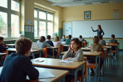Classe de lycée avec des élèves confus et frustrés